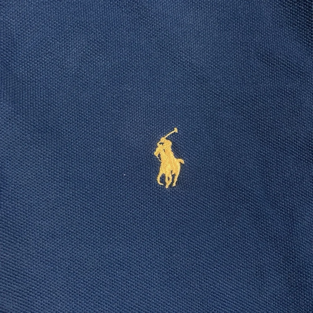 Vintage 90s Polo Ralph Lauren Long Sleeve Polo Size Medium Blue Mock Neck Pony